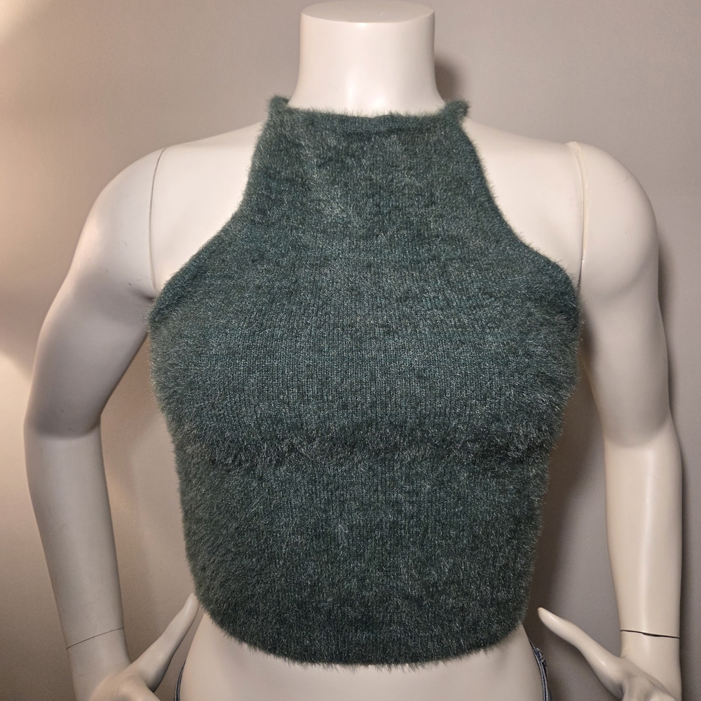 Fuzzy Green Halter Top